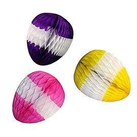 3-pack 12 Inch Honeycomb Tissue Paper Easter Egg Decorations (Multi-Pack (Yellow/Purple/Pink))