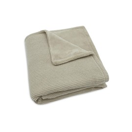 Jollein 517-511-67054 Babydecke Strickdecke mit Teddyfell Basic Knit Olive (75x100 cm)