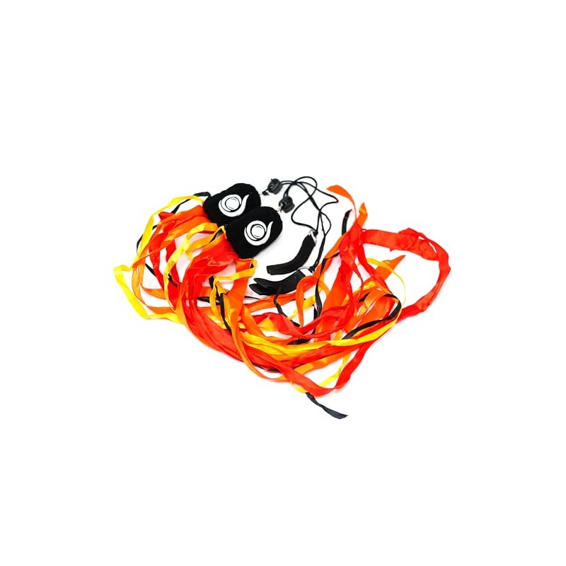 Cascade Ribbon Poi - Colourful Beginner Poi Set (Red/Orange/Yellow/Black)