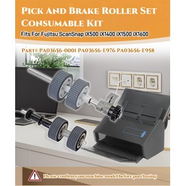PA03656-0001 Scanner Exchange Roller Kit/Pick and Brake Roller Set Consumable Kit Fits for Fujitsu ScanSnap iX500 iX1400 iX1500 iX1600,Part# PA03656-E976 PA03656-E958