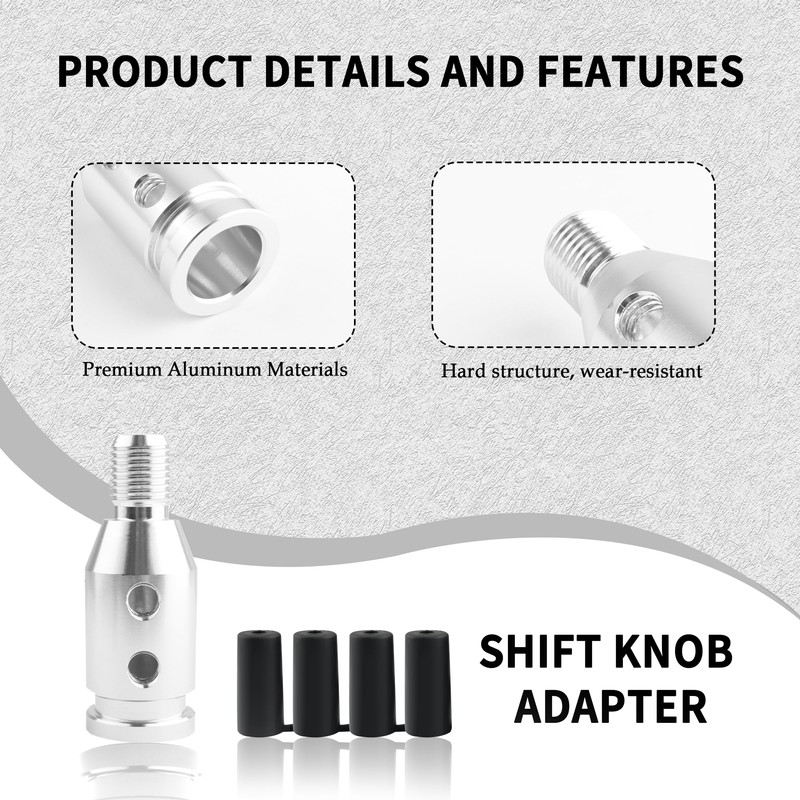 M12x1.25 Universal Gear Shift Knob Adapter With 4-Sizes Plastic Hose