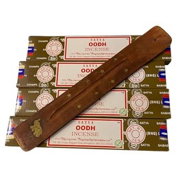 VIE Satya Incense Sticks, 4 Packs x 15g, with Incense Holder, Oodh