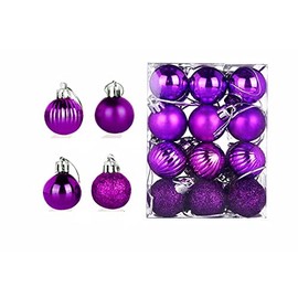 JunyueLiang Christmas Balls, Set of 24, 1.2 inches (3 cm) Diameter, Christmas Ornaments, Tree Balls, Christmas Party, Xmas Decoration, Luxurious, Stylish, 4 Types of Surface Treatment (Christmas