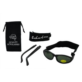Idol Eyes Baby Wrapz 2 Convertible Sunglasses 0-5 Years With 2 Headbands & Attachable Arms (Black)