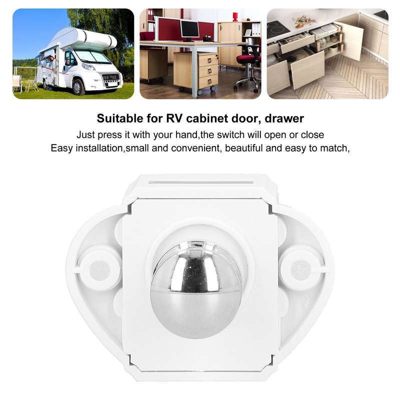 Push Button Catch RV Cabinet Latch Knob Keyless ABS for
