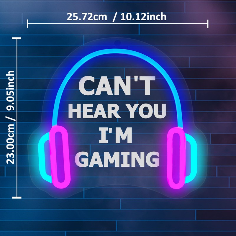 YuanDian Gamer Neon Sign, Can't Hear You I'm Gaming LED