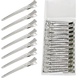 TSEROFAY Pinzas Metálicas Renovadas Con Forma De Pico De Pato: 24 Pinzas Para Rizar Y Seccionar Cabello Largo Para Mujeres Con Estuche Plata