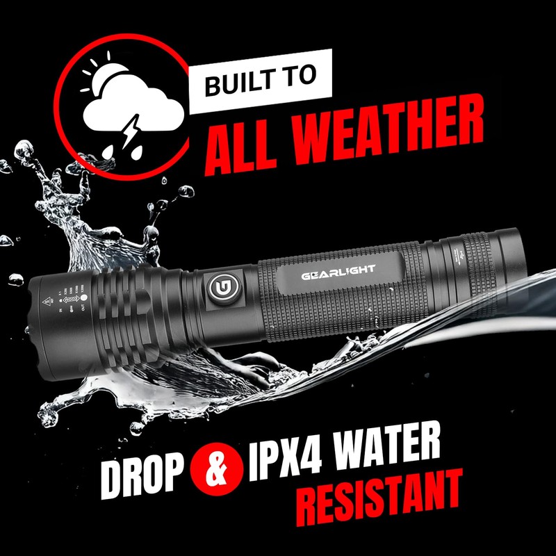 GearLight S2000 LED Rechargeable Flashlight High Lumens - Super Bright,