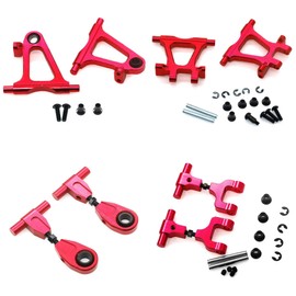 Chanmoo RC TT-02 Full Set Upgrade Kit Aluminum Drive Shaft Swing Arm Steering Cup CVD Bumper Motor Base Suspension Arms For Tamiya TT02 Upgrade Part 1/10 On Road Touring Rally Racing Car (Red 21PCS)