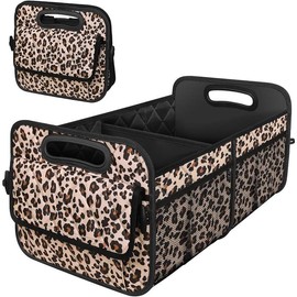 Car Trunk Organizer for SUV, Car Organizers and Storage with 6 Pocket, Car Accessories for Women/Men 50LWaterproof Polyester Trunk Organizer, Black - Color: Leopard print, Size: Medium