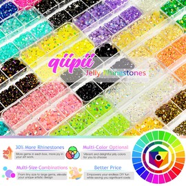 qiipii Solid Black Resin Flatback Rhinestones for Crafting Pure Black Flatback Jelly Stones 2mm 3mm 4mm 5mm 6mm Gems Diamonds for Nails Face Eyes Makeup Tumblers Bottles Crafts Clothes Shoes Phones