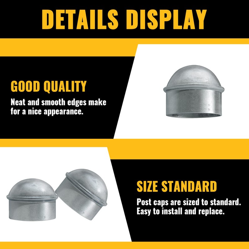 VIVIDA 1-3/8" Fence Post Caps, Chain Link Post Caps, Galvanized