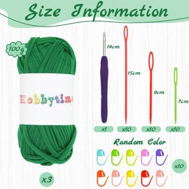 300g T Shirt Yarn Elastic Fabric Cloth Knitting T Shirt Yarn, Knitting T-Shirt Yarn for Crochet Bag, Rugs, Blanket, DIY Projects, Home Decor-Green