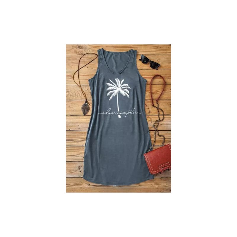 MHTOR Live Simple Coconut Tree Sleeveless Mini Dress Sunshine Sand