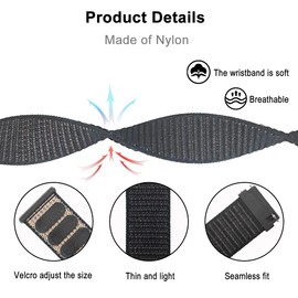 Niboow 20mm Strap for Garmin Venu Sq 2/Venu Sq 2 Music/Venu 2 Plus/Venu Sq/Venu Sq Music/Venu, Nylon Soft Watch Band for Garmin Vivoactive 5/Vivoactive 3/Vivoactive 3 Music/Forerunner 245 - Black