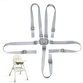 LACHT Hauck High Chair Accessories, 5-Point Safety Belt, High Chair, Seat Belt, Multifunctional Child Safety Belt with 2 Shoulder Padding, Retaining Strap for Prams, Buggies (Grey)