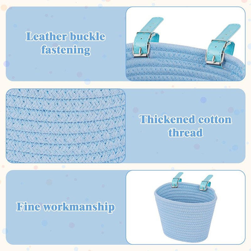 Adiwo Cotton Rope Woven Cycle Basket, Bicycle Basket, Bike Basket
