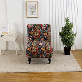 BSYMDH Armless Accent Chair Covers Printed Soft Armless Chair Slipcovers Armless Chair Slipcover Printed Slipper Chair Slipcover Printed Armless Chair Covers for Living Dining Room,20