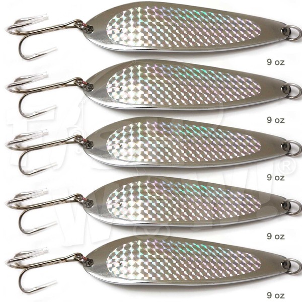 Fish WOW! 5pcs 9oz Fishing Spoon with a Treble Hook