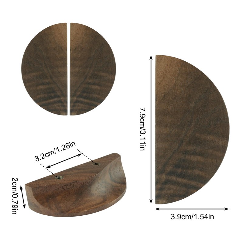 MOROBOR Half Moon Drawer Handles, 4PCS Wooden Semi Circle Pulls