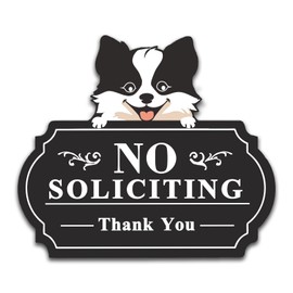 No Soliciting Sign for Front Door，Funny No Soliciting Sticker for House, Home and Business，Self-Adhesive Waterproof and Fade Resistant No Soliciting Sticker for Apartments, and Office（Black Dog）