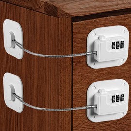 Yosemy Child Safety Cabinet Lock Fridge Lock with Digital Password No Drilling Pack of 2 Fridge Lock for Drawers Cupboards Fridge Drawer (White)