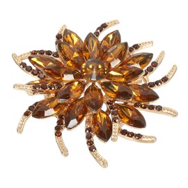 PATIKIL Rhinestone Flower Brooch Pin, Vintage Crystal Flower Lapel Pin for Women Wedding Party Birthday Dance Banquet Dress Clothes Hat Bag Decoration, Coffee