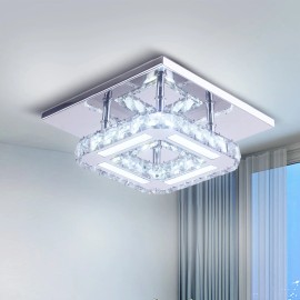 Modern Luxury Square Crystal Chandelier Indoor Living Room Pendant with Contemporary StyleLamp Power(W): 15, Number of Lights: LED, Shade  color: Cool white, Design Style: Modern