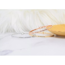 Curated Trinkets SISTERS | Inspired Message Engraved Simple Bangle | ROSE