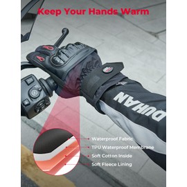KEMIMOTO Winter Motorcycle Gloves, Motorcycle Winter Gloves for Men, Rainproof Riding Gloves with Touchscreen, Warm Motorcycle Gloves for Riding, ATV, UTV Hiking