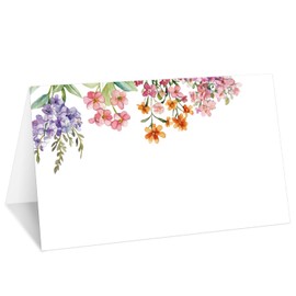 Wildflowers Place Cards, Set of 25 Tent Name Cards for Table Setting, Food Label for Wedding, Baby Shower, Birthday Dinner Party Supplies -025