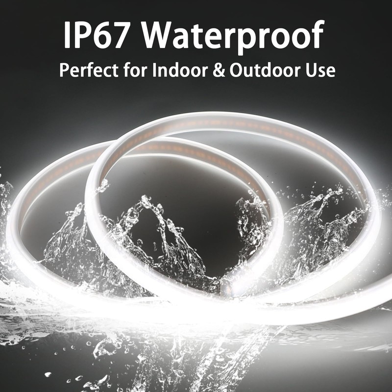 pcningled COB Cuttable LED Strip 2M (6.6ft) IP67 Waterproof AC10W