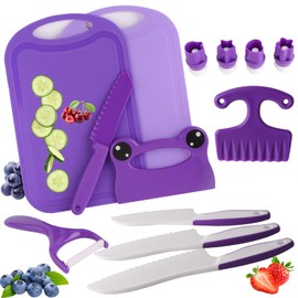 Montessori Kids Knife Set for Real Cooking – Safe Kitchen Tools, Toddler Cooking Toys for Ages 3-10, Birthday Gift for Girls & Boys, Educational Cutting Set