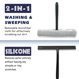 RICHMIRTH - Escobilla de ducha de silicona multiusos de 12 pulgadas, versión mejorada, limpiador para ducha, puerta de vidrio, espejo de baño, ventana de coche, color negro