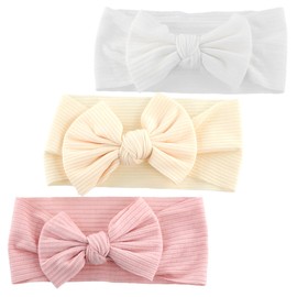 Dokeno Baby Bows Headband Baby Girl Rayon Headbands Pack of 3 Bows Children's Hair Accessories Baby Stretch Turban for Newborns Toddlers Children