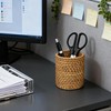 JANKOW Wicker Rattan Pencil Holder, Cylindrical Desk Organizer Cup, Natural