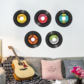 WrtmyR 5 Pack Blank Vinyl Records Decor, 11" Wall Collage Kit Aesthetic Pictures, CD Album Cover Posters Bedroom Decor for Teens Boys Girls, Rock and Roll Music Party Decorations