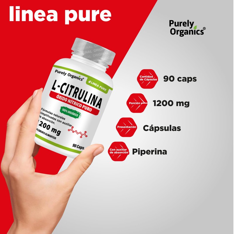 Precursor de óxido nítrico puro, vasodilatador natural. L Citrulina 1200