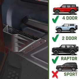 IAG I-Line Front Door Storage Pockets for Ford Bronco 2021+ (Not Sport) 2/4 Door Side Door Organizer, Cup Holder (1 Front Pair, ABS)