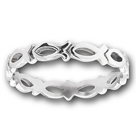 Eternity Christian Fish Stackable Ichthus Ring Stainless Steel Band Size 8
