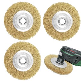 3 PCS 100mm Wire Brush for Angle Grinder, Brass Coated Angle Grinder Wire Brush 100mm, High-Quality Brass Plated Crimped Steel Brushes Wheel for Rust Removal, Cleaning, Polishing, Deburring