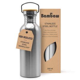 Bambaw Water Bottle 500 ml Eco Non-Insulated Stainless Steel Sports Bottle BPA-Free