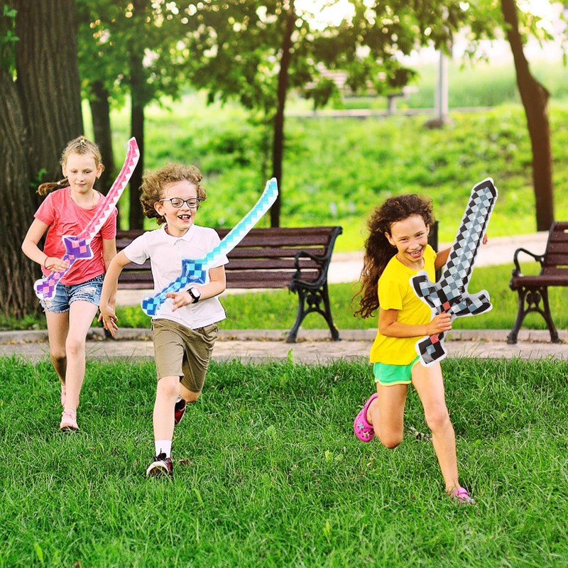 6 Pack Inflatable Pixel Weapons Set,6 Styles Inflatable Sword PVC