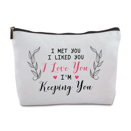 Valentine day Gift for Her Zipper Makeup Bag Travel Cosmetic Bag Wedding Gifts Engagement Gifts for Couples Unique Valentines Day Gifts for Girlfriend