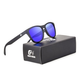 GREAT VISION VIBE Polarised Sports Sunglasses Casual Lightweight VIBE GV310-02 Matt Black Frame Blue Lens UV400 Protection for Outdoor Cycling Driving