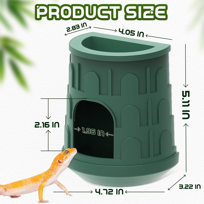 Fischuel Wall Mount Reptile Hide Cave with Food Bowl for