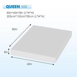 FDW 8 Inch Green Tea Queen Cooling Gel Memory Foam Mattress/Medium-Firm Mattress for Pressure Relief for Kid Adults/CertiPUR-US Certified/Mattress in a Box, Queen