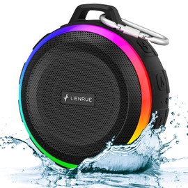 Kunodi Bluetooth Shower Speaker with IPX7 Waterproof, Portable wireless speaker with Dynamic Lights, 5W Clear Sound, True Wireless Stereo, Clip Portable for Pool Beach Boat Kayak Float Golf