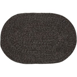 Indoor Outdoor Braided Rug Kitchen/Living Room Reversible Washable Area Rug Gray Black Mix, 7 x 9 Feet Oval
