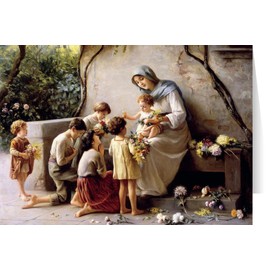 Adoration (Mary and Jesus with Children) by Giuseppe Magni Greeting Card (25 Cards) 5x7 Religious Holiday Made in USA
